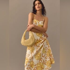 Anthropologie woven yellow bag brand new